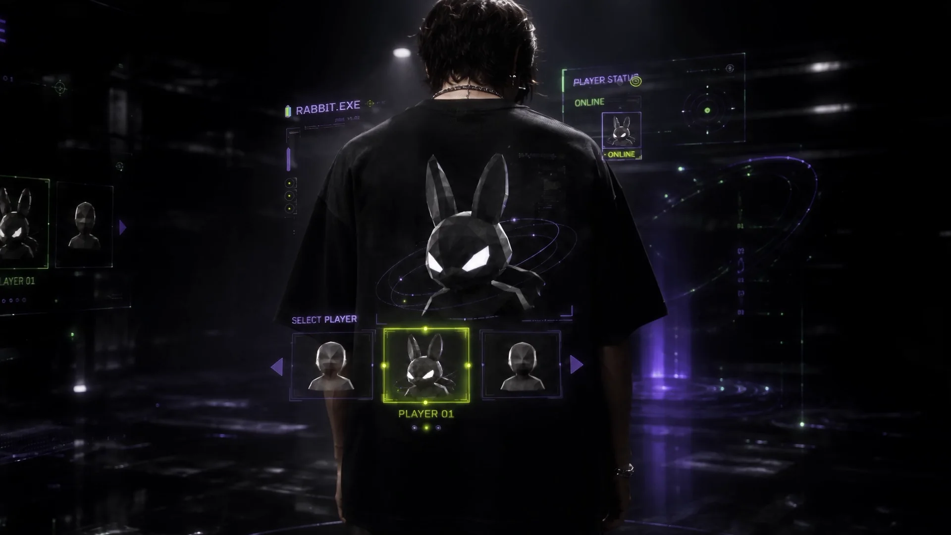 Rabbit.EXE tee worn, rear view